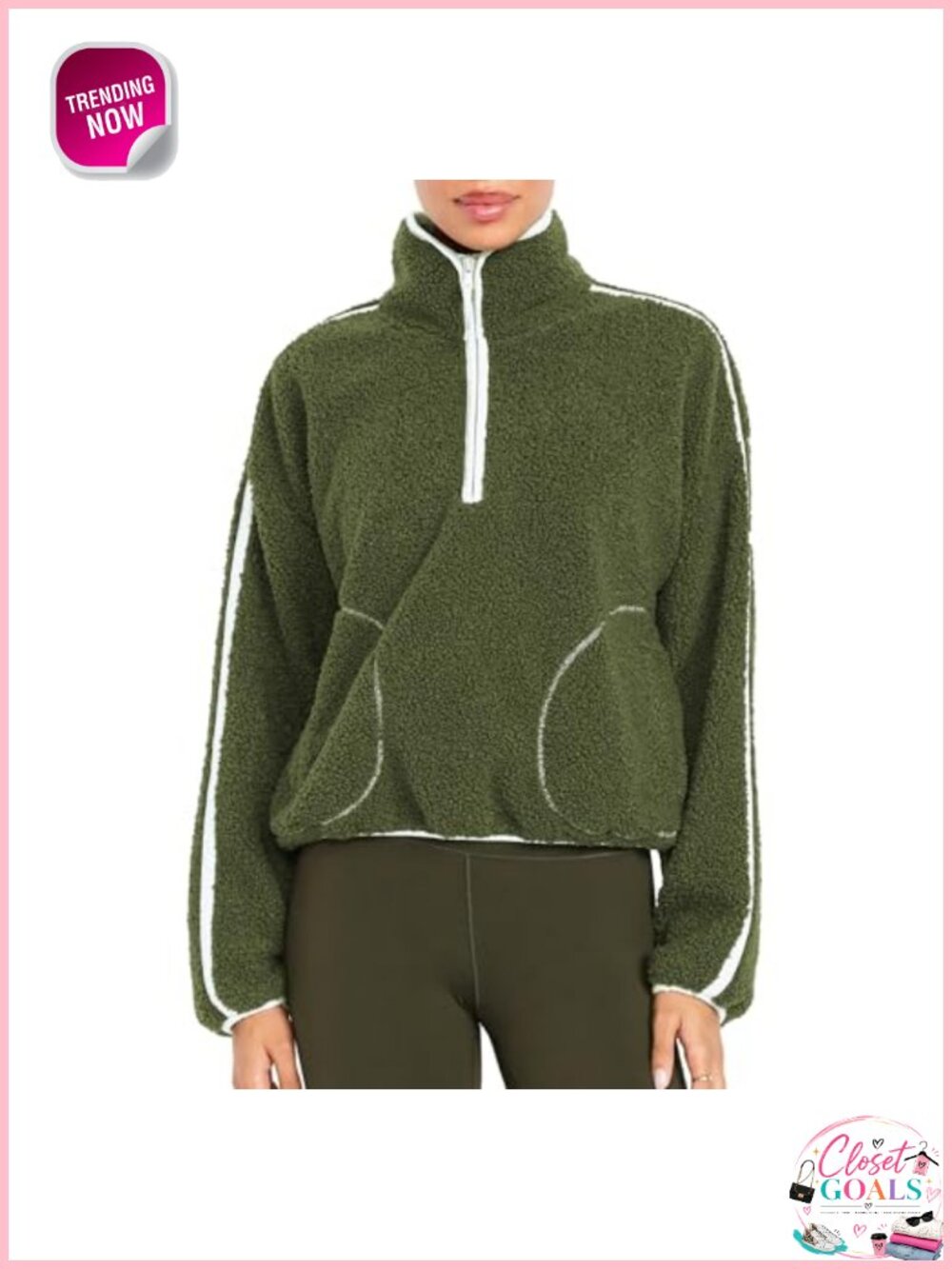 Fuzzy Fleece Sweatshirt Mock Neck Quarter-Zip Pullover Women